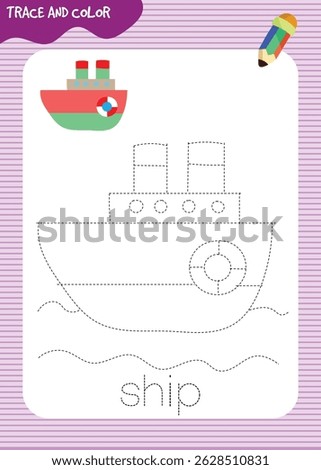 Trace and color worksheet for kids