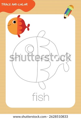 Trace and color worksheet for kids