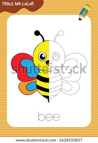 Trace and color worksheet for kids