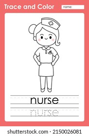 Trace and Color worksheets with occupation words