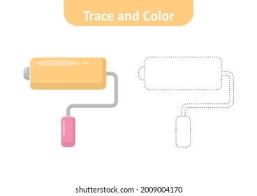 Trace And Colorfor Kids, Paint Roller Vector