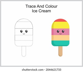 trace and colour ice cream for kid 