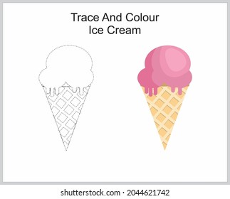 trace and colour ice cream for kid 