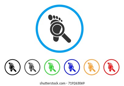 Trace Detective rounded icon. Style is a flat trace detective gray symbol inside light blue circle with black, gray, green, blue, red, orange versions. Vector designed for web and software interfaces.