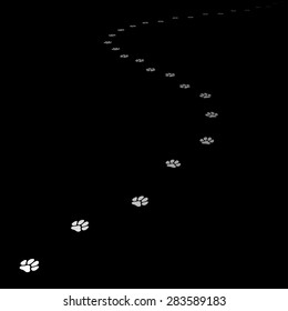 Trace of dog leading far away. Editable Vector EPS8.