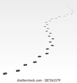 Trace of dog leading far away. Editable Vector EPS8.