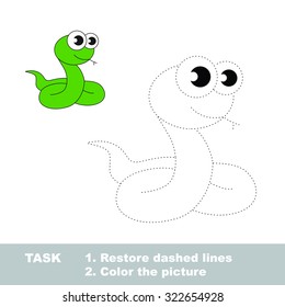 Trace game. Green snake to be colored.