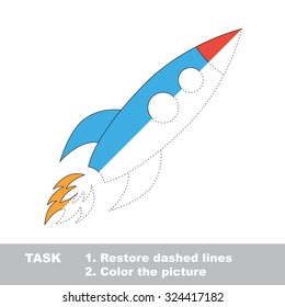 Trace game. Vector rocket to be colored.