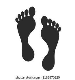 Trace of human foot. Footprint path, footprints, silhouette sign of human traces. Vector illustration 