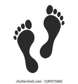 Trace of human foot. Footprint path, footprints, silhouette sign of human traces. Vector illustration 