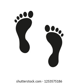 Trace of human foot. Footprint path, footprints, silhouette sign of human traces. Vector illustration.