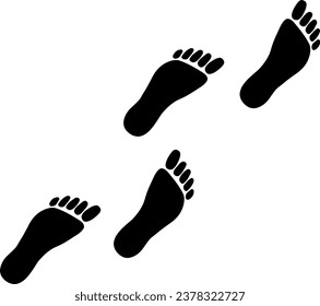 Trace of human foot. Footprint path, footprints.
