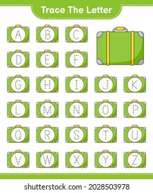 Trace the letter. Tracing letter with Luggage. Educational children game, printable worksheet, vector illustration