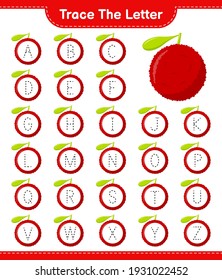 Trace the letter. Tracing letter with Yumberry. Educational children game, printable worksheet, vector illustration