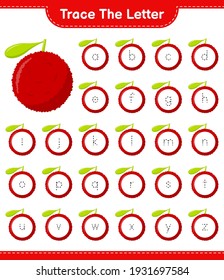 Trace the letter. Tracing letter with Yumberry. Educational children game, printable worksheet, vector illustration