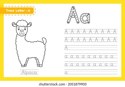 A to z, alphabet tracing worksheets,cartoon coloring book for kids