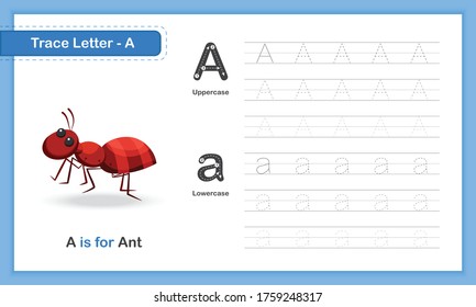 Trace Letter-A : A-Z Animal, Hand Writing Practice Book