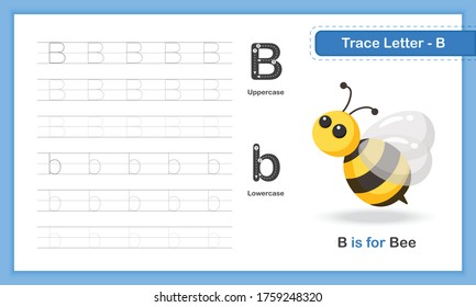 Trace Letter-B : A-Z Animal, Hand Writing Practice Book