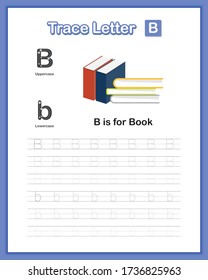 Trace Letter-B : A-Z Object,  Lowercase letter, Hand Writing Practice Book
