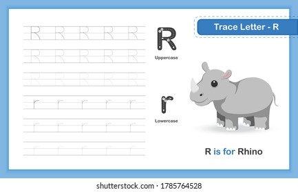 Trace Letter-G : A-Z Animal,  Lowercase letter, Hand Writing Practice Book