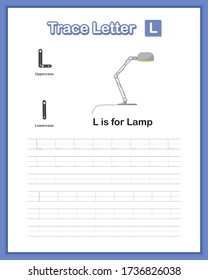Trace Letter-L : A-Z Object,  Lowercase letter, Hand Writing Practice Book