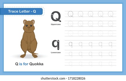 Trace Letter-Q : A-Z Animal Hand Writing Practice Book