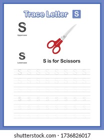 Trace Letter-S : A-Z Object,  Lowercase Letter, Hand Writing Practice Book