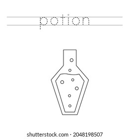 Trace letters and color black and white potion.