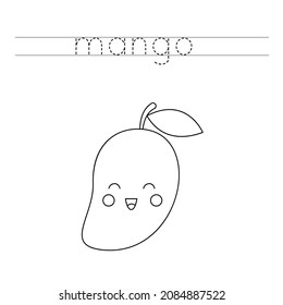 Trace Letters And Color Black And White Mango Fruit.