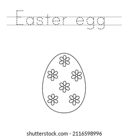 Trace letters and color black and white Easter egg.