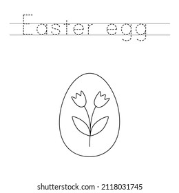 Trace letters and color black and white Easter egg.