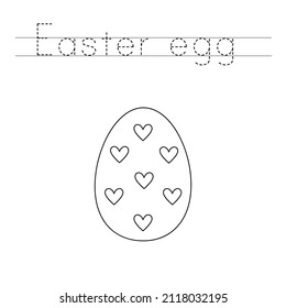 Trace letters and color black and white Easter egg.
