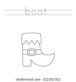 Trace letters and color black and white boot.