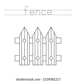 Trace letters and color black and white fence.