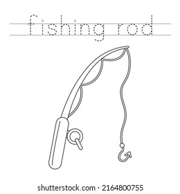 Trace letters and color black and white fishing rod.