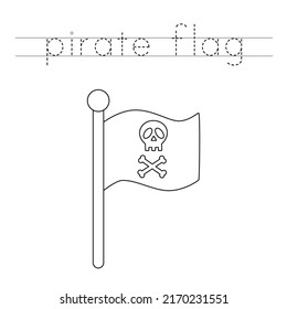 Letras y bandera pirata en color en blanco y negro.