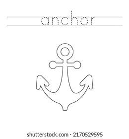 Trace letters and color black and white anchor.