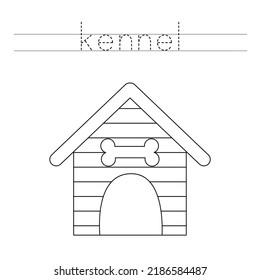 Trace letters and color black and white dog kennel.