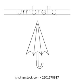 Trace letters and color black and white umbrella.
