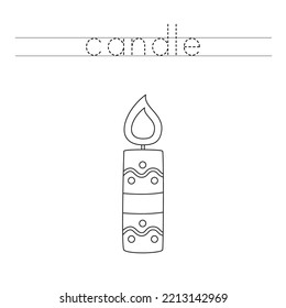 Trace letters and color black and white candle.