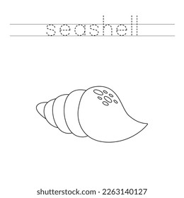Trace letters and color black and white sea shell.