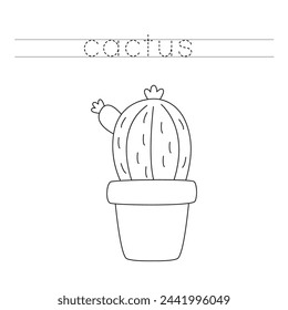 Trace letters and color black and white cactus.