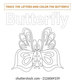 Trace Letters Color Butterfly Stock Vector (Royalty Free) 2126069159 ...