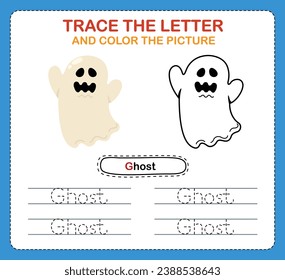 Trace letters of english alphabet and coloring book.Handwriting practice for preschool kids