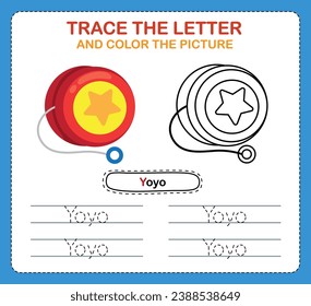 Trace letters of english alphabet and coloring book.Handwriting practice for preschool kids