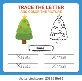 Trace letters of english alphabet and coloring book.Handwriting practice for preschool kids