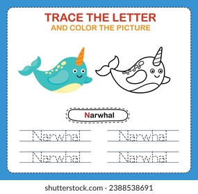Trace letters of english alphabet and coloring book.Handwriting practice for preschool kids