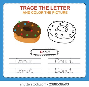 Trace letters of english alphabet and coloring book.Handwriting practice for preschool kids
