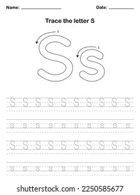 Trace the letters in uppercase and lowercase. A preschool worksheet that teaches kids the alphabet through tracing. Pre-K and kindergarten activity pages. Vector illustration.