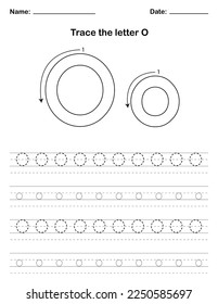 Verfolgen Sie die Buchstaben in Großbuchstaben und Kleinbuchstaben. Ein vorschulisches Arbeitsblatt, das Kindern das Alphabet durch Nachverfolgung beibringt. Pre-K und Kindergarten Aktivitätsseiten. Vektorgrafik.